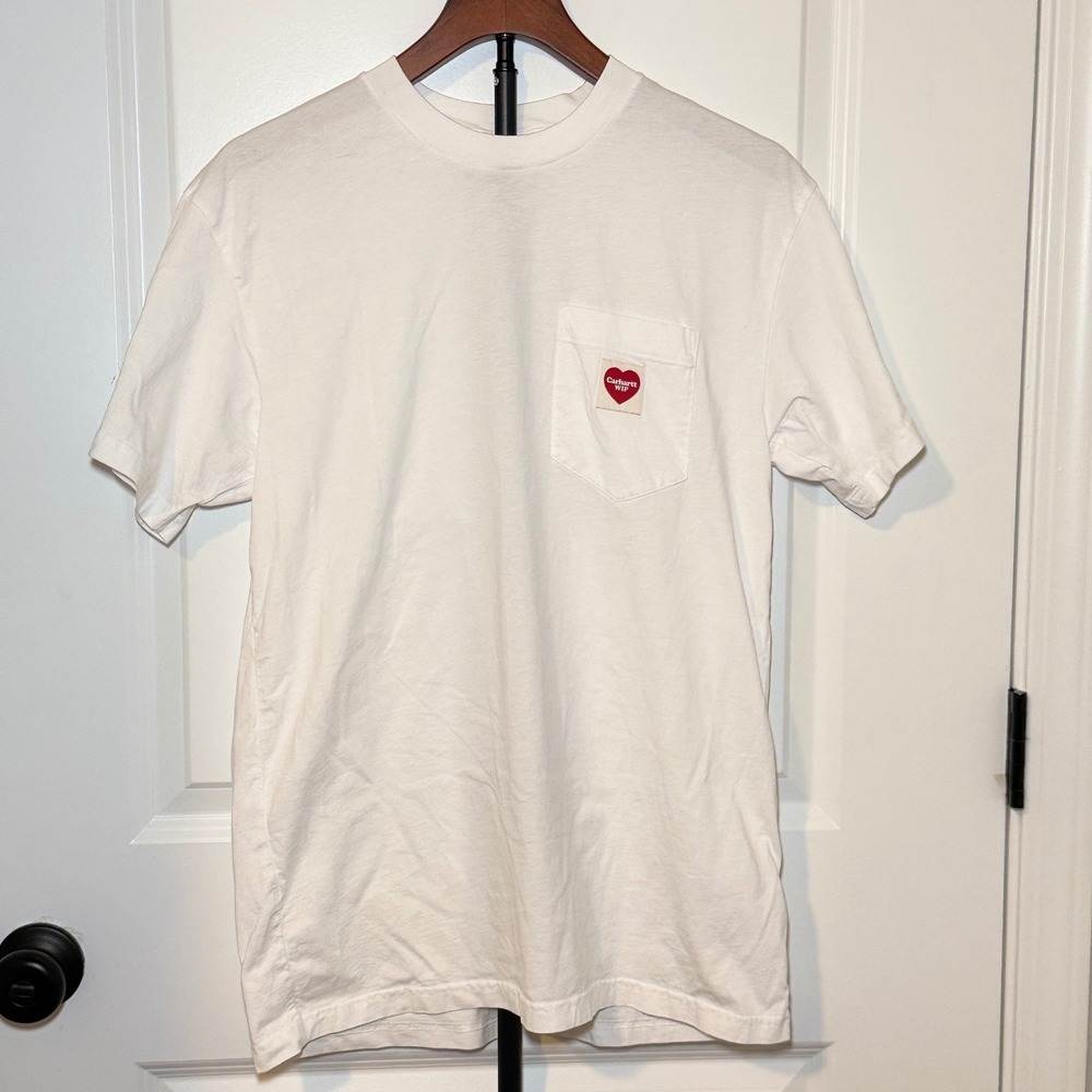 Carhartt WIP Mens White Heart Pocket T-Shirt Organic Cotton Size S Streetwear